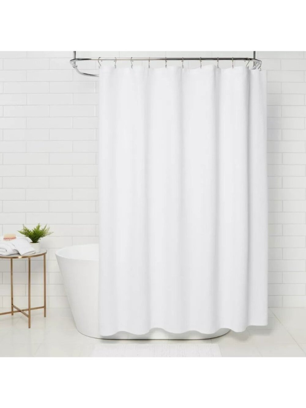 Threshold White Diamond Matelesse 100% Cotton Buttonhole Hang Shower Curtain